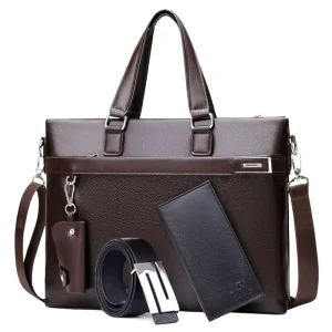 Men’s Classic Business Handbag Pu Leather Messenger Bag Briefcase Office Shoulder Executive Bag Man Briefcases