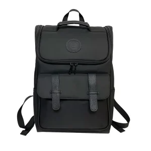 Men’s Classic Leather Backpack with Zipper Closure for Work Travel Daily Use