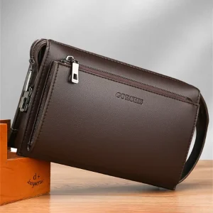 Men’s Clutch Bag Anti Theft Large Capacity Business Handbag PU Leather Password Lock
