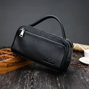 Men’s Clutch Bag Genuine Leather Business Large Capacity Handbag