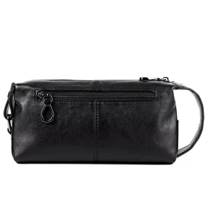 Men’s Clutch Bag Large Capacity Business Casual Wristlet Bag Soft Leather Trendy Handbag