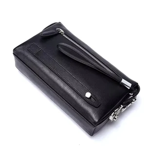 Mens Clutch Bag Long Genuine Leather Clutch Purse Men’s Leather Handbag Anti theft Wallet