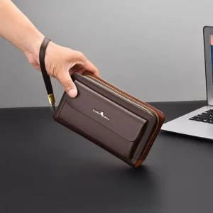 Men’s Clutch Multi-compartment Multi-card Position PU Wallet Purse Large Capacity Handbag Daily Use Cross-border Supply K24-01