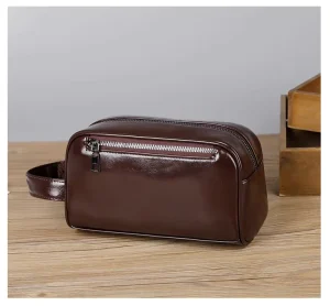 Men’s Clutch Waterproof Wallet Man Bag Purse Customize Logo Zipper Large Anti Theft Pull up PU Leather Stylish New Handbags