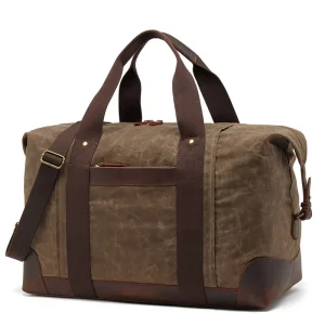 Men’s Coffee Travel Bag with Fashion Style Canvas Duffel Bag with Zipper Closure Shoe Compartment for Suit