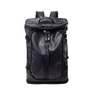 Men’s College Style Retro Anti Theft Backpack Large Capacity Schoolbag Lock Multifunctional Cross Border Student Bag