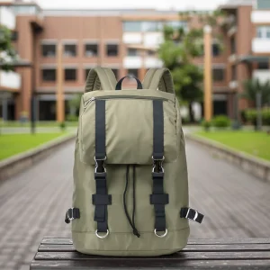 Men’s College and University Student Waterproof Nylon Backpack with String Closure School Bag