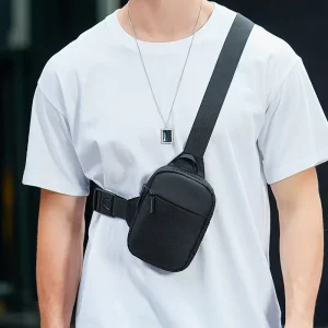 Men’s Compact Chest Bag Small Size Lightweight Crossbody Bag for Cell Phone Wallet Cards Outdoor Daily Use