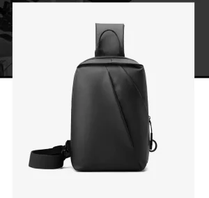 Men’s Computer Minimalist Crossbody Bag Water-resistant Chest Pouch Motorcycle-style Shoulder Backpack