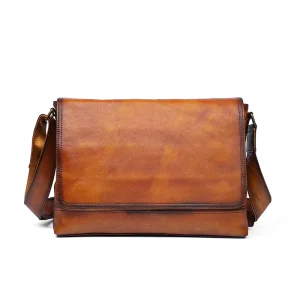 Men’s Crazy Horse Leather Crossbody Shoulder Bag Genuine Casual Waterproof Durable