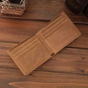 Men’s Crazy Horse Leather RFID Wallet with Gold Clip Open Card Bag Top Layer Cattle Leather