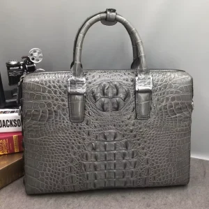Men’s Crocodile Leather Briefcase Handbag Shoulder and Crossbody Bag