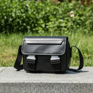 Men’s Crocodile Texture PU Crossbody Bag Waterproof Adjustable Strap Summer Casual Messenger