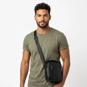 Men’s Crocodilen Crossbody Genuine Leather Bag Casual Sling Shoulder Side Messenger with Custom Logo Fashion Style for Summer