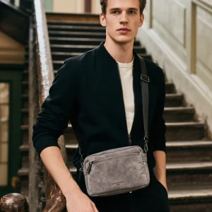 Men’s Cross Body Bag Suede Real Leather Sling Bag Custom Multi-functional Mobile Phone Bag