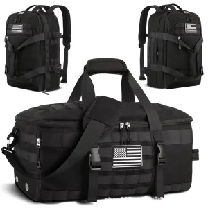 Men’s Cross border Denim Tactical Backpack Large Capacity Gym Travel Luggage Shoe Compartment Multi functional