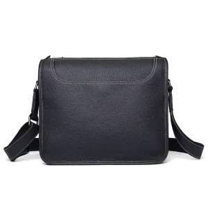 Men’s Crossbody Bag Cowhide Leather Cell Phone Zipper Crossbody Bag with Detachable Strap Casual Style for Men Outdoor
