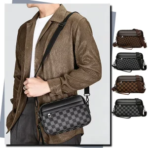 Men’s Crossbody Bag Fashion Design Luxury Messenger Bag Pu Leather Clutch Bag with Zipper Closure High-quality