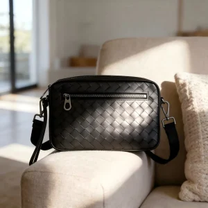Men’s Crossbody Bag Hand Woven First Layer Cowhide Leather Shoulder Bag Versatile Clutch