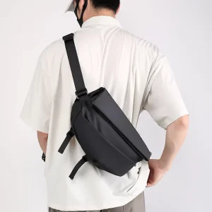 Men’s Crossbody Bag Macaron Motorcycle Shoulder Backpack Waterproof Multifunctional Chest Bag Nylon Fashion