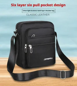 Men’s Crossbody Bag Multifunctional Multi-layer Zipper Nylon Casual Solid Color Shoulder Bag All Seasons