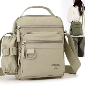 Men’s Crossbody Bag New Casual Fashion Large Capacity Trendy Tool Bag Handbag with Polyester Lining and Zipper Closure