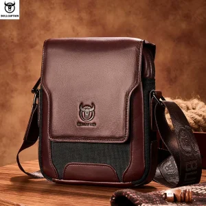 Men’s Crossbody Bag Retro Style Small Shoulder Bag Durable Satchel for Office Commute