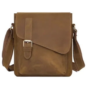 Men’s Crossbody Bag Top Layer Cowhide Crazy Horse Leather Shoulder Bag for Men