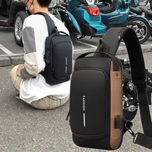 Men’s Crossbody Bag Trendy Versatile Multi-Purpose Large Capacity Casual Sport Motorcycle Chest Bag