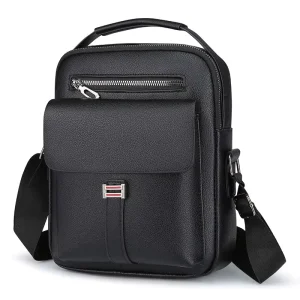 Men’s Crossbody Bags PU Leather Waterproof Messenger Purse with Pocket Luxury Chest Pack Fashion Single Shoulder Bags