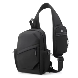 Men’s Crossbody Chest Bag Detachable Shoulder Strap Front Chest Bag Water Repellent Chest Bags with Phone Pocket