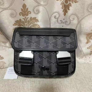 Men’s Crossbody Fanny Pack PU Leather Bag Geometric Pattern Breathable Waterproof Custom Letter Logo Capacity Expansion