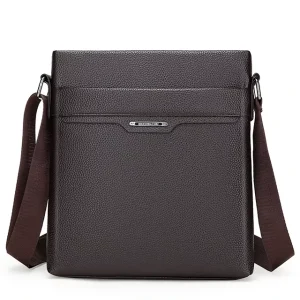 Men’s Crossbody Messenger Shoulder Bag, PU Leather, Business Casual