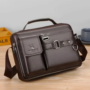 Men’s Crossbody PU Leather Shoulder Bag Purse Messenger Bags Satchel Sling Bag Work Outdoor