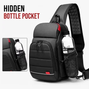 Mens Crossbody Sling Bag Backpack OEM Factory Shoulder Bag with Hidden Water Bottle Pocket and Anti Theft Card Pocket