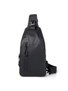 Men’s Crossbody Sling Bag Multifunctional PU Chest Bag with USB Interface for Daily & Travel Use