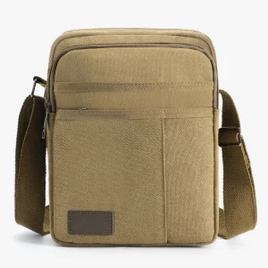 Mens Crossbody Thick Canvas Shoulder Messenger Bags with Compartments for Business Outdoor Hiking