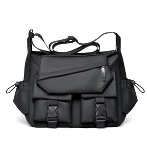 Men’s Custom Crossbody Messenger Bag with Water Bottle Pocket Waterproof Sling Shoulder Bag for Travel and Business