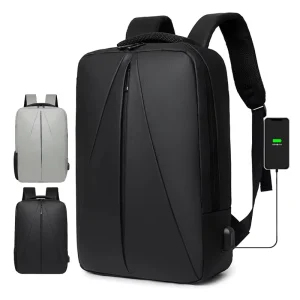 Men’s Custom Logo Business Backpack Waterproof Office Travel Laptop with USB Charging Port for Student Computer Bag