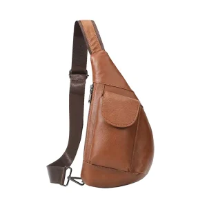 Men’s Custom Logo Chest Pack PU Leather Sling Crossbody Bag Daily Style Travel Accessory