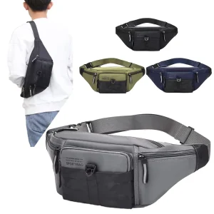 Men’s Custom Logo Oxford Waterproof Crossbody Bag Lightweight Single Shoulder Bag Outdoor Sports Waist Bag