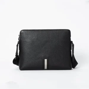 Men’s Custom National Fashion Business Genuine Leather Crossbody Shoulder Sling Laptop Messenger Bag Zipper Closure