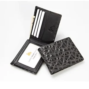 Mens Custom RFID Blocking Genuine Leather Bifold ID Flap Wallet
