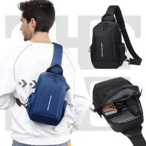 Men’s Customizable Logo Fashionable Sport Fitness Waterproof Smooth Large Capacity Chest Bag