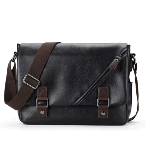 Men’s Customized Fashionable Retro Business PU Crossbody Bag with Custom Logo Waterproof & Durable Buckle Closure