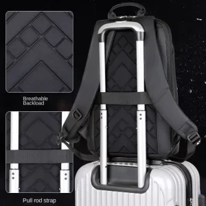 Men’s Denim Computer Backpack with Zipper Closure Padded Shoulder Straps Polyester Lining 20-35L Capacity for Business Travel