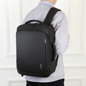 Men’s Denim Waterproof Breathable Laptop Backpack, Korean Style, Polyester, Zipper