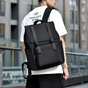 Men’s Denim Waterproof Travel Backpack High end Casual Large Capacity Commuting Business Fashion Laptop Bag Polyester Lining