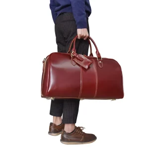 Men’s Designer Leather School & Travel Duffel Bags Lightweight Portable Zipper Closure Luggage & Luggages