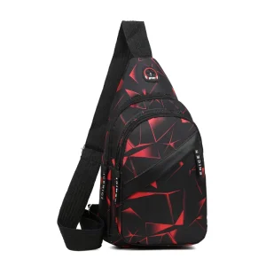 Men’s Double Zipper Shoulder Chest Crossbody Sling Bag with Letter Decoration for Sports and Leisure Outdoor Use
